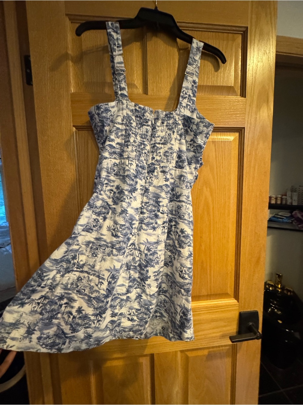 Abercrombie & Fitch White Mini Dress with Blue print